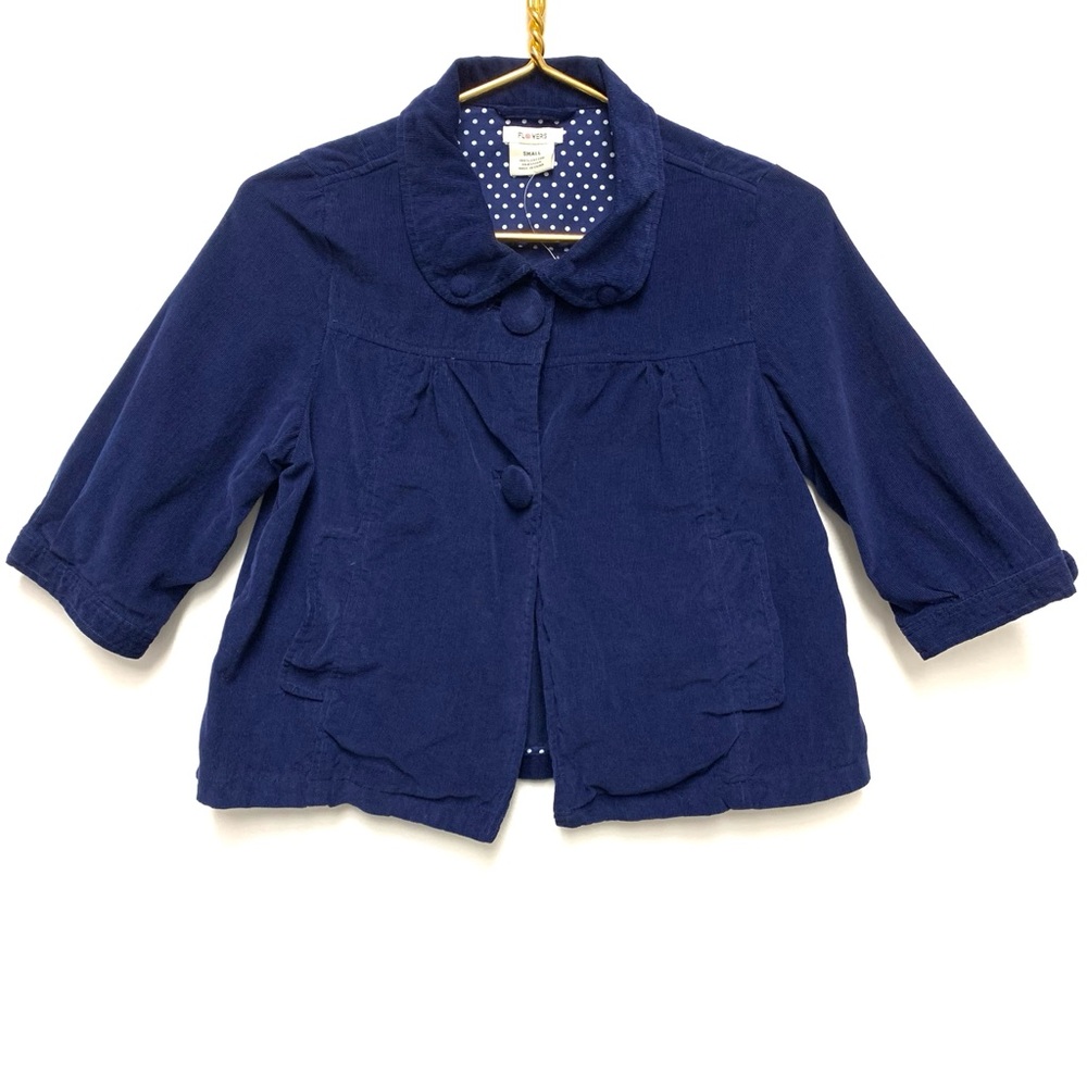 Vintage‎ Y2K Corduroy Swing Jacket Blazer Size Small Blue Cottage Boho Dainty